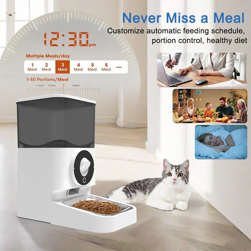 HEYBO Automatic Pet Feeder with Camera | Wi-Fi Enabled, Remote Control