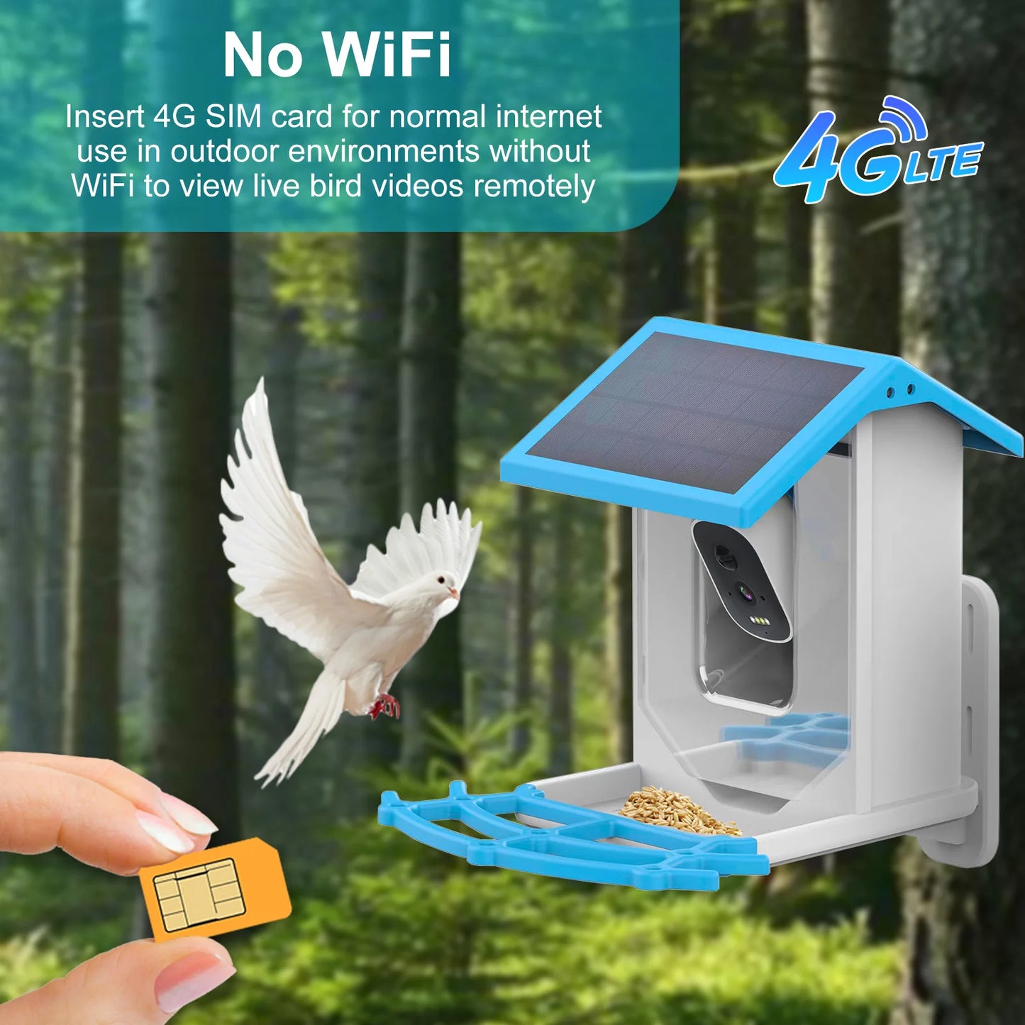 HEYBO 4G 2.5K Smart Bird Feeder with Camera Solar Powered