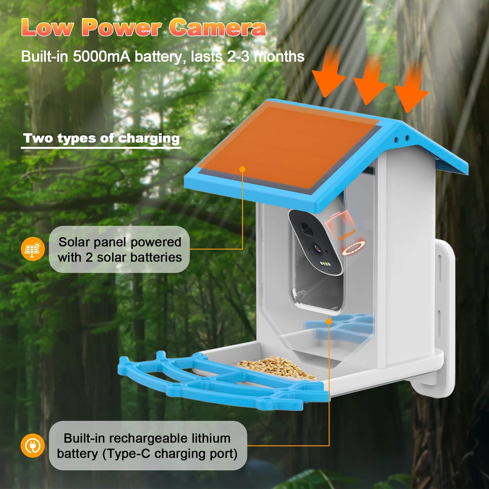 HEYBO 4G 2.5K Smart Bird Feeder with Camera Solar Powered