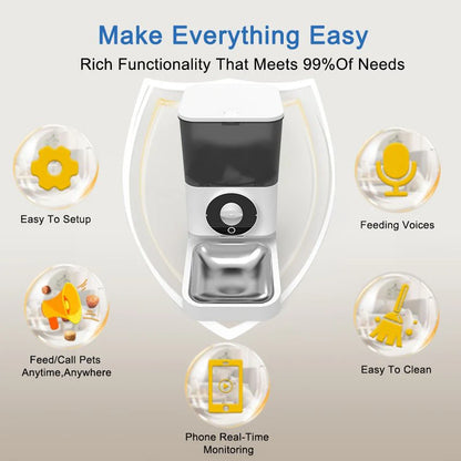 HEYBO Automatic Pet Feeder with Camera | Wi-Fi Enabled, Remote Control